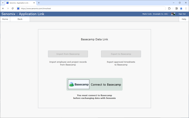 basecamp link screen