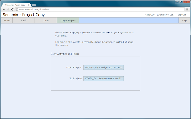 project copy screen