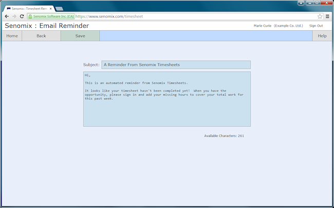 email reminder screen hosted