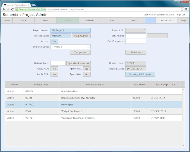 Project to assign template