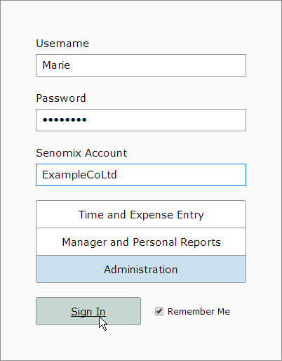 Signing in to senomix account