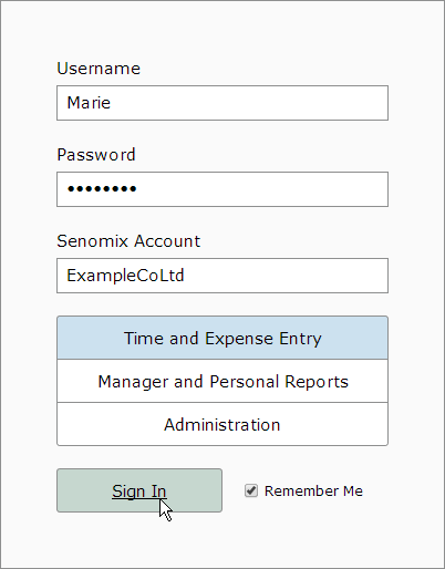 Signing in to senomix account