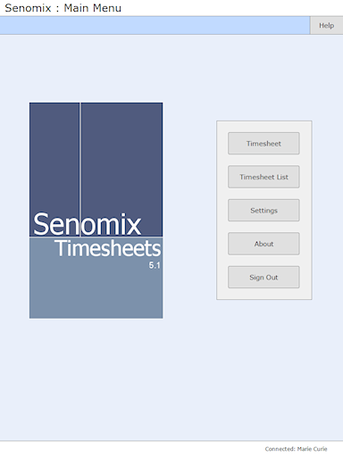 Senomix main menu