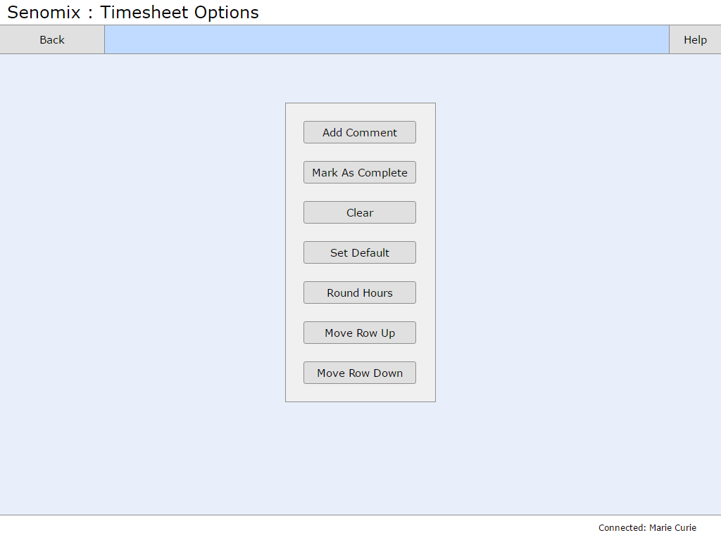 Timesheet options