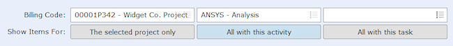 report billing code all with this activity, with identifier displayed