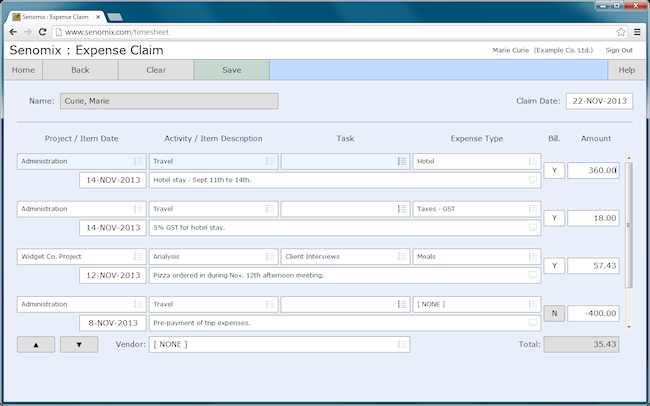 expense claim detail screen shifted to editable