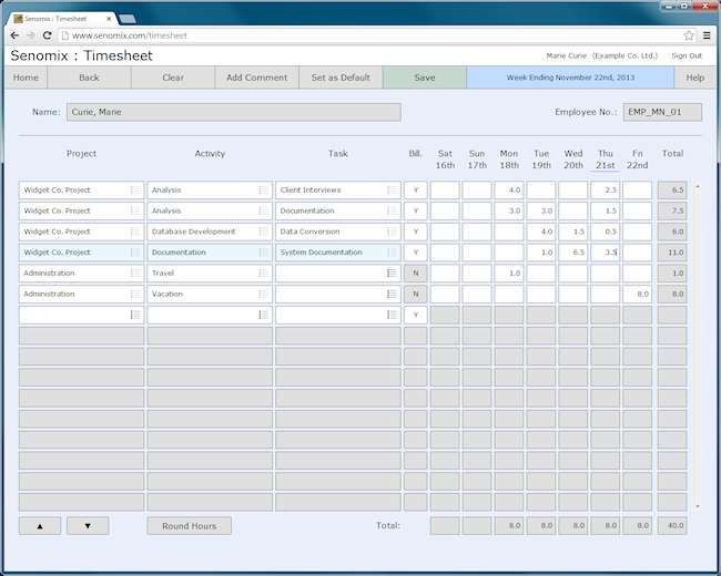 Senomix timesheet 1280 x 1024 pixels