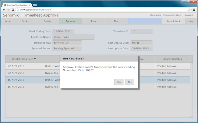 timesheet approval confirmation