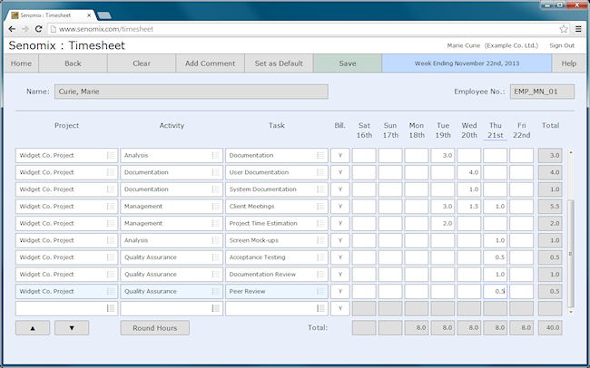 timesheet scrolling