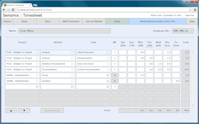 time tracking with project codes