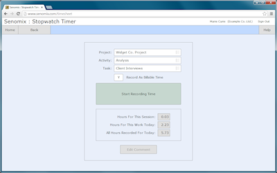 senomix timesheets stopwatch